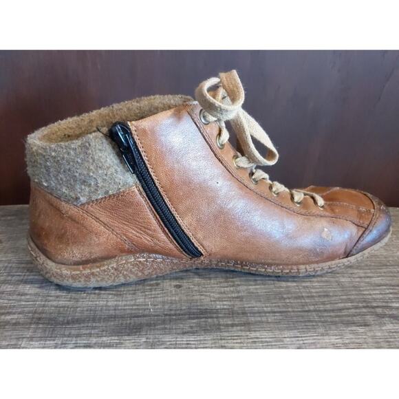 Remonte Bootie Womens 10.5 EU 42 Leather Brown wool Lined Zip Ankle Boots Grunge - Picture 6 of 11